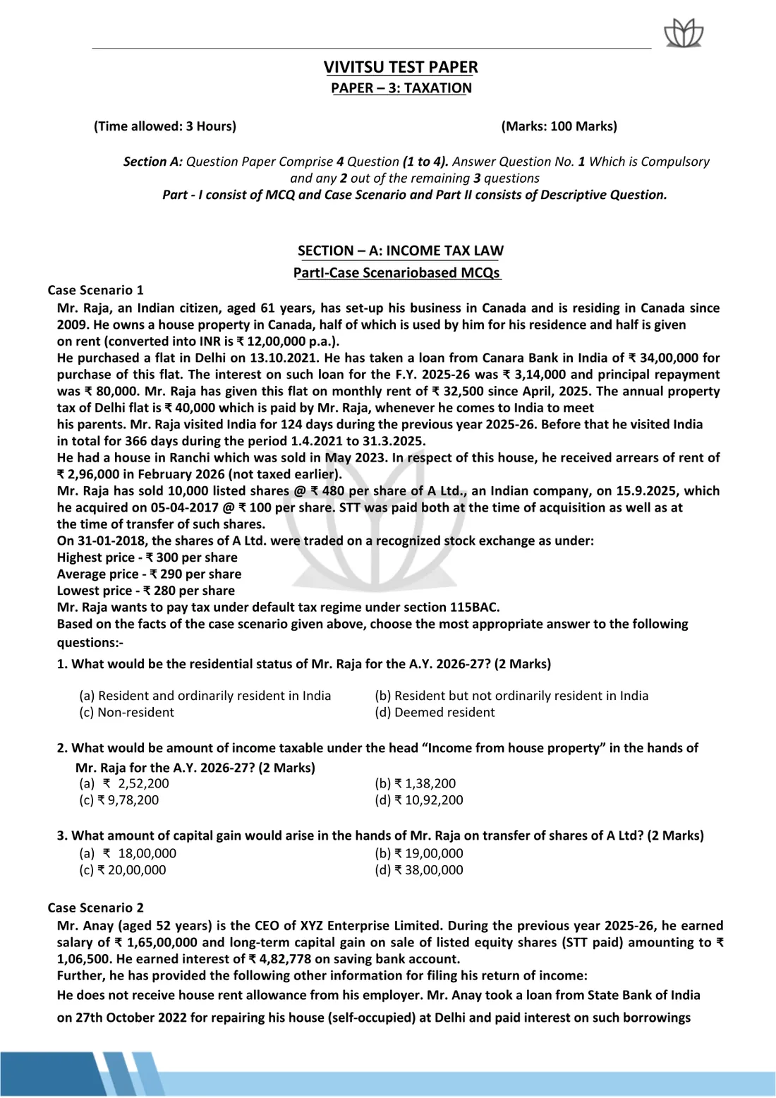 A free mock test, checked by us.
